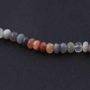 1 Strand Multi Moonstone Faceted Rondelles -Round Rondelles  Gemstone Beads - 7mm  8 Inches BR1125 - Tucson Beads