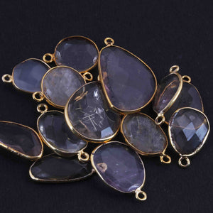 13 Pcs Mix Stone 24k Gold Plated Faceted Assorted Shape Pendant/Connector - 32mmx18mm-19mmx15mm PC983 - Tucson Beads