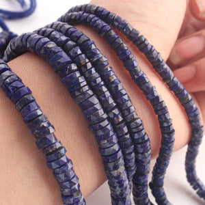 1 Long Strand Lapis Lazuli Faceted  Heishi Rondelles - Wheel  Roundelles  - 6mm-8mm - 16 Inches BR02694 - Tucson Beads