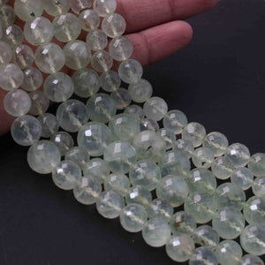 1-strand-prehnite-faceted-roundels-round-shape-ball-beads-7mm-11mm-15-inches-BR0760 - Tucson Beads