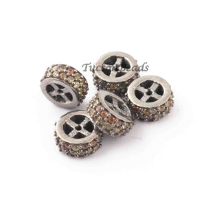 1 Pc Two Step Multi Sapphire 925 Sterling Silver  Rondelles Beads -8mm PDC1117 - Tucson Beads