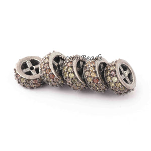 1 Pc Two Step Multi Sapphire 925 Sterling Silver  Rondelles Beads -8mm PDC1117 - Tucson Beads