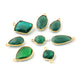 8 Pcs Green Onyx  24k Gold Plated Faceted Pendant & Connector  - Assorted Shape  Pendant 23mmx11mm-14mmx11mm- PC259 - Tucson Beads