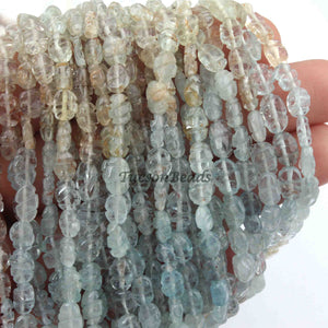 1 Long  Strand  Multi Aquamarine Faceted  Briolettes - Carved Shape Briolettes 6mx5mm-9mmx5mm  14 Inches BR2346 - Tucson Beads