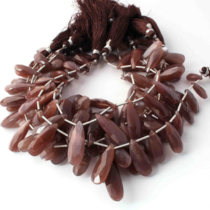 1 Strand Chocolate Moonstone Faceted Pear Briolettes -Pear Shape Briolettes -14mmx6mmx37mmx7mm - 8  Inches BR0768 - Tucson Beads