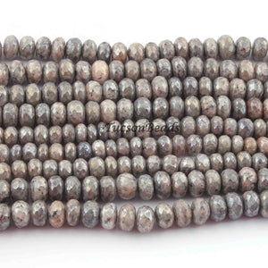 1 Long Strand Gray Moonstone Silver Coated Faceted Rondelles - Gray Moonstone Silver Coated Roundle Beads 8mm-11mm 7.5 Inches Long BR1708 - Tucson Beads