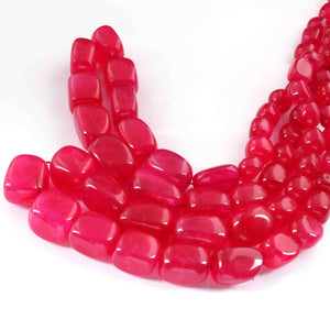 1 Strand Aaa Quality Hot Pink Chalcedony Smooth  Tumble Nuggets Shape Beads Briolettes 8mmx9mm-19mmx16mm- 16 Inches BR01960 - Tucson Beads