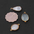 3  Pcs Mix Stone Faceted Assorted Shape 24k Gold Plated Pendant&Connector  - 25mmx14mm-PC669