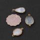3  Pcs Mix Stone Faceted Assorted Shape 24k Gold Plated Pendant&Connector  - 25mmx14mm-PC669 - Tucson Beads