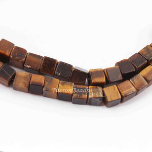 1 Strand Brown Tiger Eye Cube Briolettes - Box Shape Beads 6mm-7mm 8 Inches BR2409 - Tucson Beads