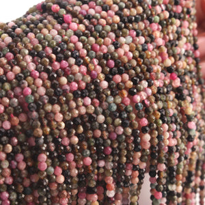 5 Strands Multi Tourmaline Gemstone Balls, Semiprecious beads  Faceted Gemstone Round Ball-2mm-13 Inches  RB0466 - Tucson Beads