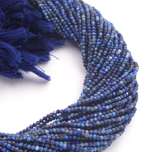 5 Long Strands Ex+++ Quality 2-2.5mm Lapis Lazuli Micro Faceted Tiny Rondelles-  Denim Lapis Small Beads 2mm 14 Inches RB177 - Tucson Beads