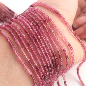 4 Strands Genuine Pink Tourmaline Faceted Rondelles - Roundel Beads 3.5mm-4mm 13 Inch Long RB227 - Tucson Beads