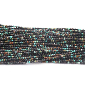 5 Strands Chrysocolla Gemstone Balls, Semiprecious beads  Faceted Gemstone Round Ball-2mm-13 Inches  RB0474 - Tucson Beads