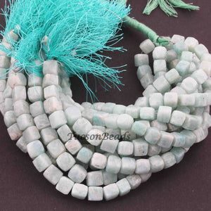 1  Long Strand Amazonite Faceted Briolettes -Cube Shape  Briolettes  8mmx9mm-7mmx7mm 8 Inches BR2398 - Tucson Beads