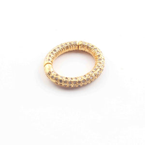 1 Pc Pave Diamond Fancy Oval Rose & Yellow Gold Vermeil Lock- 17mmx14mm PDC1446 - Tucson Beads