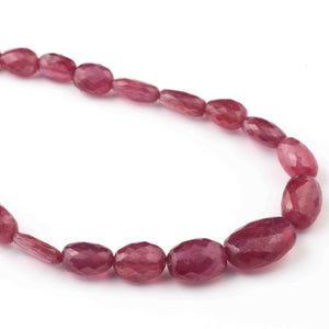 Natural Ruby Oval Beaded Necklace - Necklace With Lock - Long Knotted Beads Necklace -Single Wrap Necklace - Gemstone Necklace (Without Pendant) BR-0397 - Tucson Beads