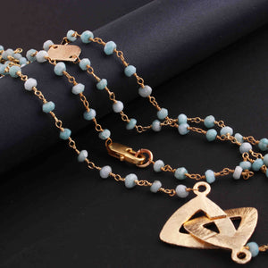 Amazonite Chain Necklace - Faceted Sparkly 24K Gold Plated Necklace ,Tiny Beaded 3mm, Necklace - 36"Long GPC1424 - Tucson Beads