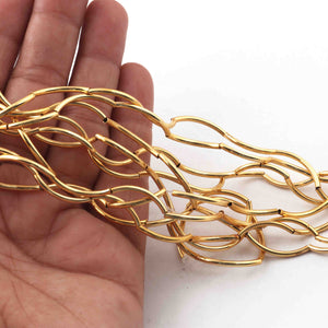 10 Strands AAA Quality Gold Plated Designer Copper Curve Beads,Pipe Beads Jewelry Making Supplies, 20mmx2mm 7.5 inches Bulk Lot GPC243 - Tucson Beads
