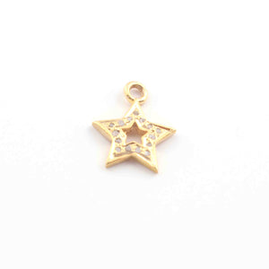 1 Pc Pave Diamond Star Charm Rose & Yellow Gold Vermeil Single Bail Pendant - Star Pendant 12mmx9mm PDC1431 - Tucson Beads