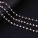 5 FEETS Pink Opal Rosary Style Beaded Chain - Pink Opal Beads wire wrapped 24k Gold Plated chain per foot BDG024 - Tucson Beads