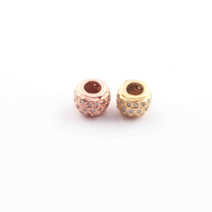 1 Pc Three Step Pave Diamond Yellow & Rose Gold Vermeil Rondelles Beads - 6mm PDC1434 - Tucson Beads
