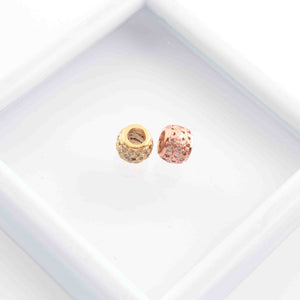 1 Pc Three Step Pave Diamond Yellow & Rose Gold Vermeil Rondelles Beads - 6mm PDC1434 - Tucson Beads