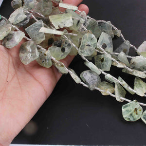 1 Strand Prehnite Faceted Briolettes - Assorted Shape Briolettes , Jewelry Making Supplies - 16mmx15mm-37mmx13mm - 11 Inches BR01975 - Tucson Beads