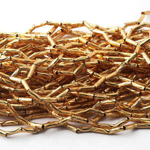 5 Strands AAA Quality Gold Plated Designer Copper Tube Beads,Pipe Beads Jewelry Making Supplies, 4mmx2mm,7.5 inches Bulk Lot GPC244 - Tucson Beads