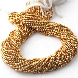 10 Strands AAA Quality Smooth Ball Beads 24k Gold Plated Ball Shape Beads 2mm 13 Inch Strand GPC236 - Tucson Beads