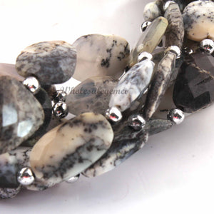 1 Strand Dendrite Opal Faceted Briolettes -Assorted Shape Briolettes -9mmx13mm-10mmx16mm- 9 inch BR0233 - Tucson Beads