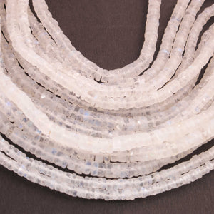 1 Strand White Rainbow Moonstone Facected  Heishi Rondelles - Wheel  Roundelles  5mm-16 Inch BR02696 - Tucson Beads