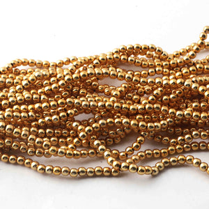 10 Strands Gold Plated Designer Copper Balls, Plain Copper Balls, Jewelry Making Supplies 3mm-4mm 7.5 inches Bulk Lot GPC238 - Tucson Beads