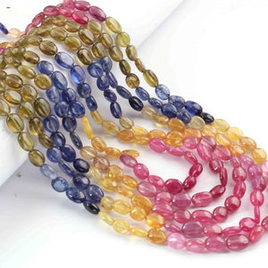 540 Ct. 5 Strands Of Genuine Multi Sapphire Necklace - Smooth Oval Beads - Rare & Natural Necklace - Stunning Elegant Necklace SPB0197 - Tucson Beads
