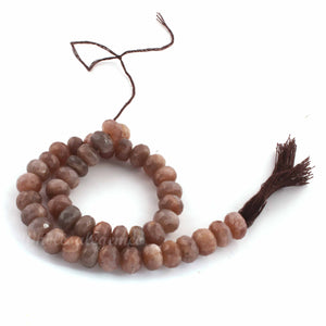 1 Long Strand Chocolate Moonstone Faceted Rondelles  - Moonstone rondelles - 6mm-10mm -10 Inches BR0303 - Tucson Beads