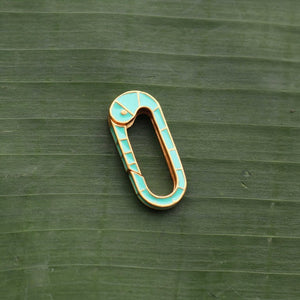 1 Pc Green Color Designer Enamel Brass Carabiner- Bakelite Lock 26mmx11mm CB092 - Tucson Beads