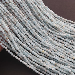 5 Strands Milky Aquamarine  2mm Gemstone Faceted Balls - Gemstone Round Ball Beads 13 Inches RB0452 - Tucson Beads