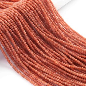 1 Long Strand Peach Moonstone Faceted Round Balls beads - Gemstone ball Beads 3mm 12.9 Inches RB0206 - Tucson Beads