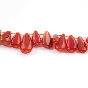1 Strand Carnelian Smooth Briolettes  -Pear  Shape  Briolettes - 15mmx8mm-24mmx11mm 8Inches BR509 - Tucson Beads