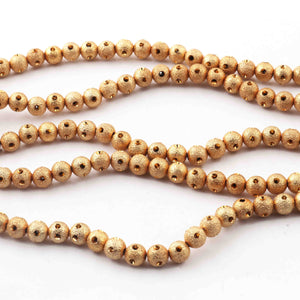 5 Strands 24k Gold Plated Copper Round Beads, Designer Fancy Ball Beads, Jewelry Making Tools, 6mm, 7.5 Inches,Gpc768 - Tucson Beads