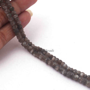 2 Long Strands Grey Moonstone Faceted Rondelles - Gray Moonstone Rondelle Beads 5mm 13.5 Inches BR1181 - Tucson Beads