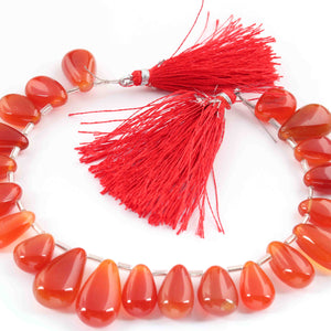 1 Strand  Carnelian Smooth Briolettes -Pear Briolettes  12mmx9mm-19mmx10mm 8 Inches BR594 - Tucson Beads