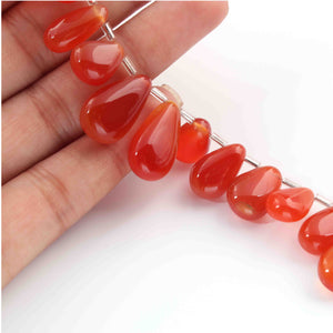 1 Strand  Carnelian Smooth Briolettes -Pear Briolettes  12mmx9mm-19mmx10mm 8 Inches BR594 - Tucson Beads