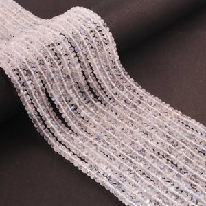 1 Long Strand White Rainbow Moonstone faceted Rondelles - Rondelle Beads 5 mm 14.5 Inches BR02630 - Tucson Beads