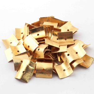 25 Pcs Wavy Disc Beads 24k Gold Plated On Copper Chips Beads -Square Shape Beads -Loose Wave Disc Beads  16mmx15mm GPC761 - Tucson Beads