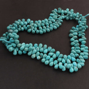 1 Strand Natural Sleeping Beauty Turquoise Faceted Big Size Tear Drop Briolettes -Arizona Turquoise Tear -8mmx5mm-10mmx6mm 8 Inches BR02629 - Tucson Beads