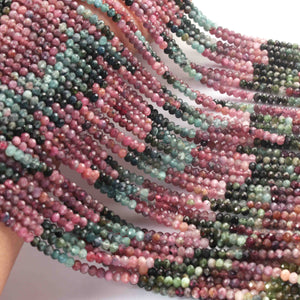1  Long Strand Multi Tourmaline  Faceted Gemstones  Round balls Beads 4mm-14 Inches RB0212 - Tucson Beads