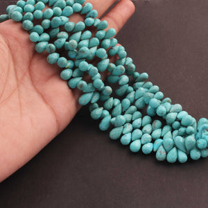 1 Strand Natural Sleeping Beauty Turquoise Faceted Big Size Tear Drop Briolettes -Arizona Turquoise Tear -8mmx5mm-10mmx6mm 8 Inches BR02629 - Tucson Beads