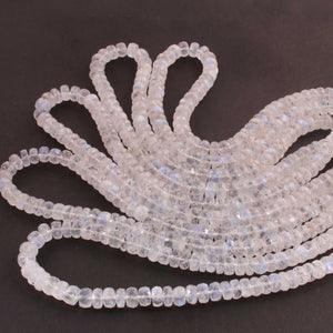 1  Long Strand White Rainbow  Moonstone Faceted Rondelles  - 7mm -16 Inches BR02714 - Tucson Beads