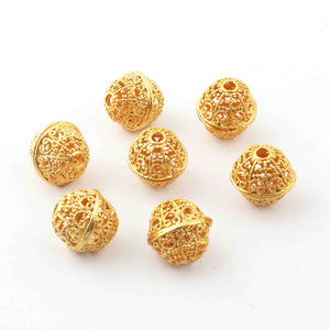 50 pcs Gold Plated Designer  Oval Copper Balls,Casting Oval Copper Balls,Jewelry Making Supplies 13 mm 8 inches Bulk Lot GPC736 - Tucson Beads